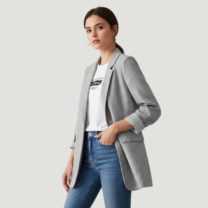 Women's Loose Casual One-Button Blazer Jacket-Vyana Collective