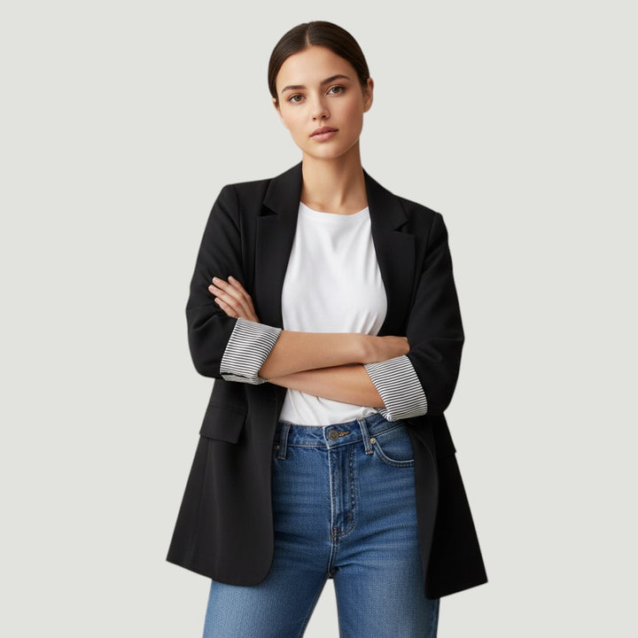 Women's Loose Casual One-Button Blazer Jacket-Vyana Collective