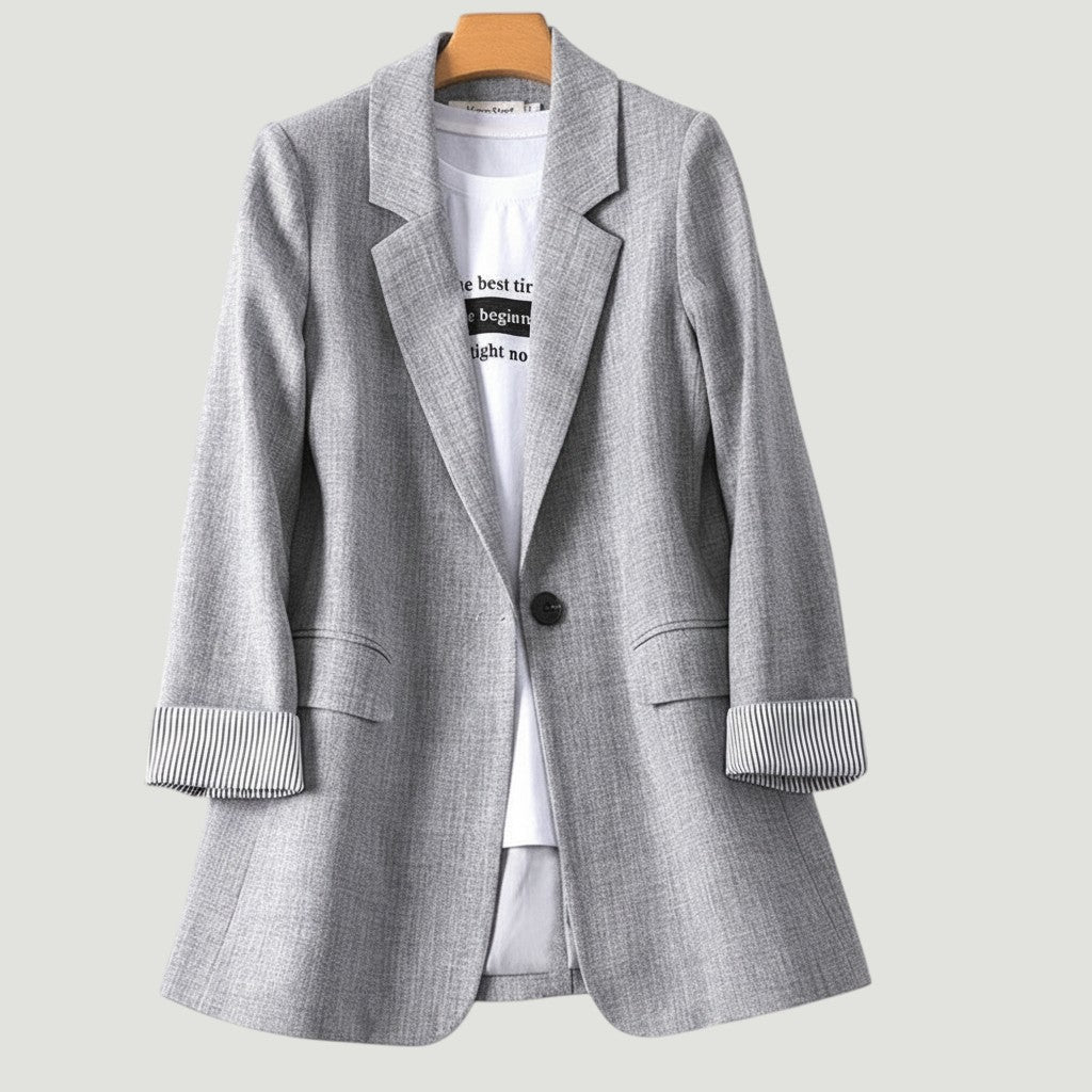 Women's Loose Casual One-Button Blazer Jacket-Vyana Collective