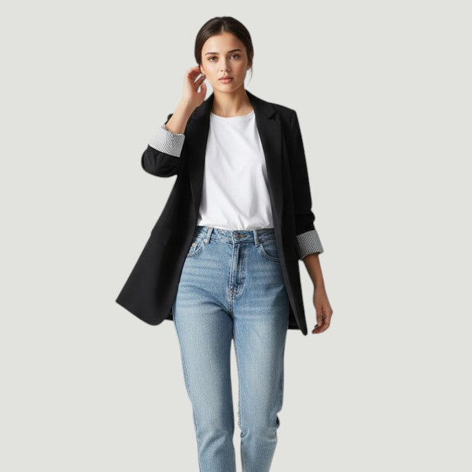 Women's Loose Casual One-Button Blazer Jacket-Vyana Collective