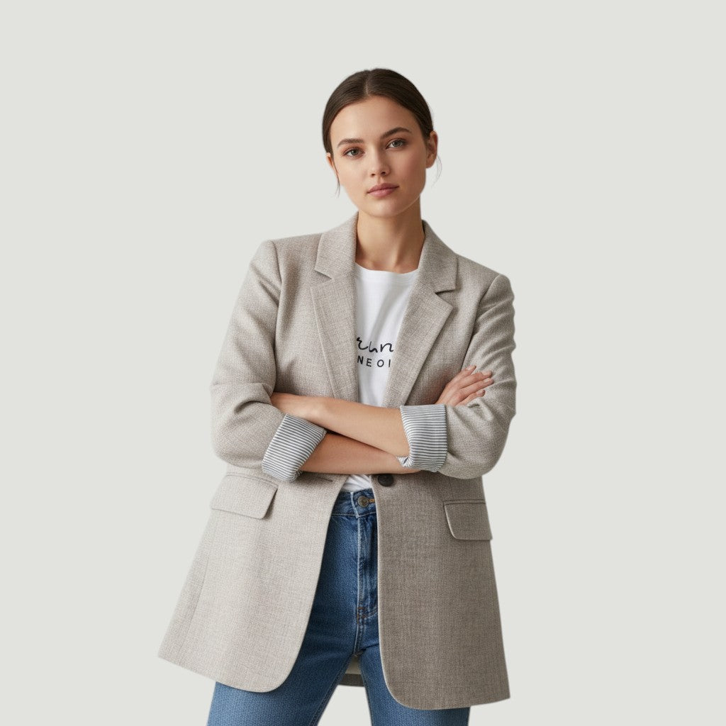 Women's Loose Casual One-Button Blazer Jacket-Vyana Collective