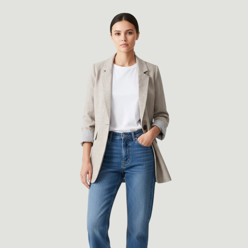 Women's Loose Casual One-Button Blazer Jacket-Vyana Collective