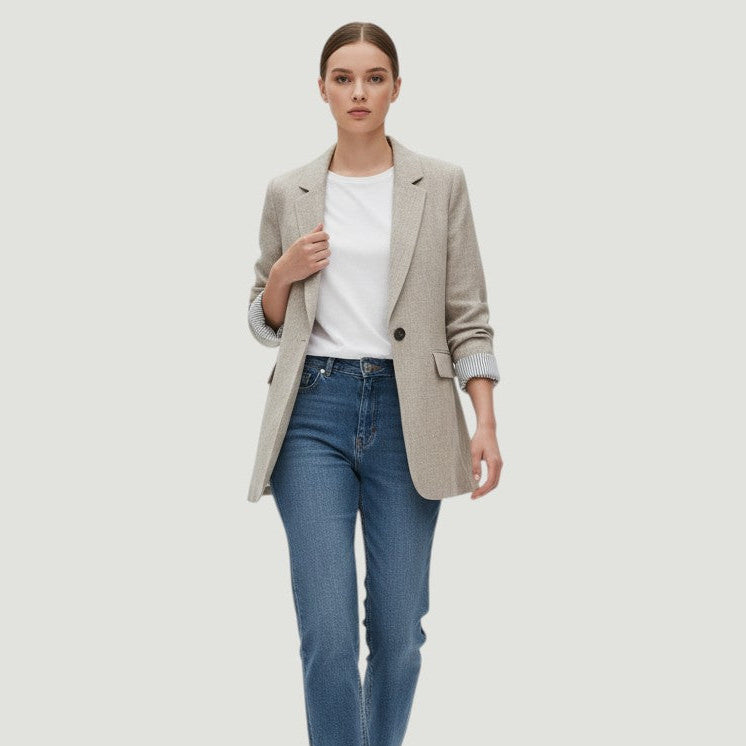 Women's Loose Casual One-Button Blazer Jacket-Vyana Collective