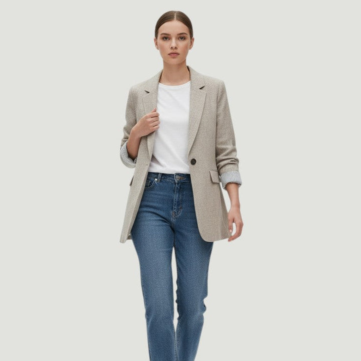 Women's Loose Casual One-Button Blazer Jacket-Vyana Collective