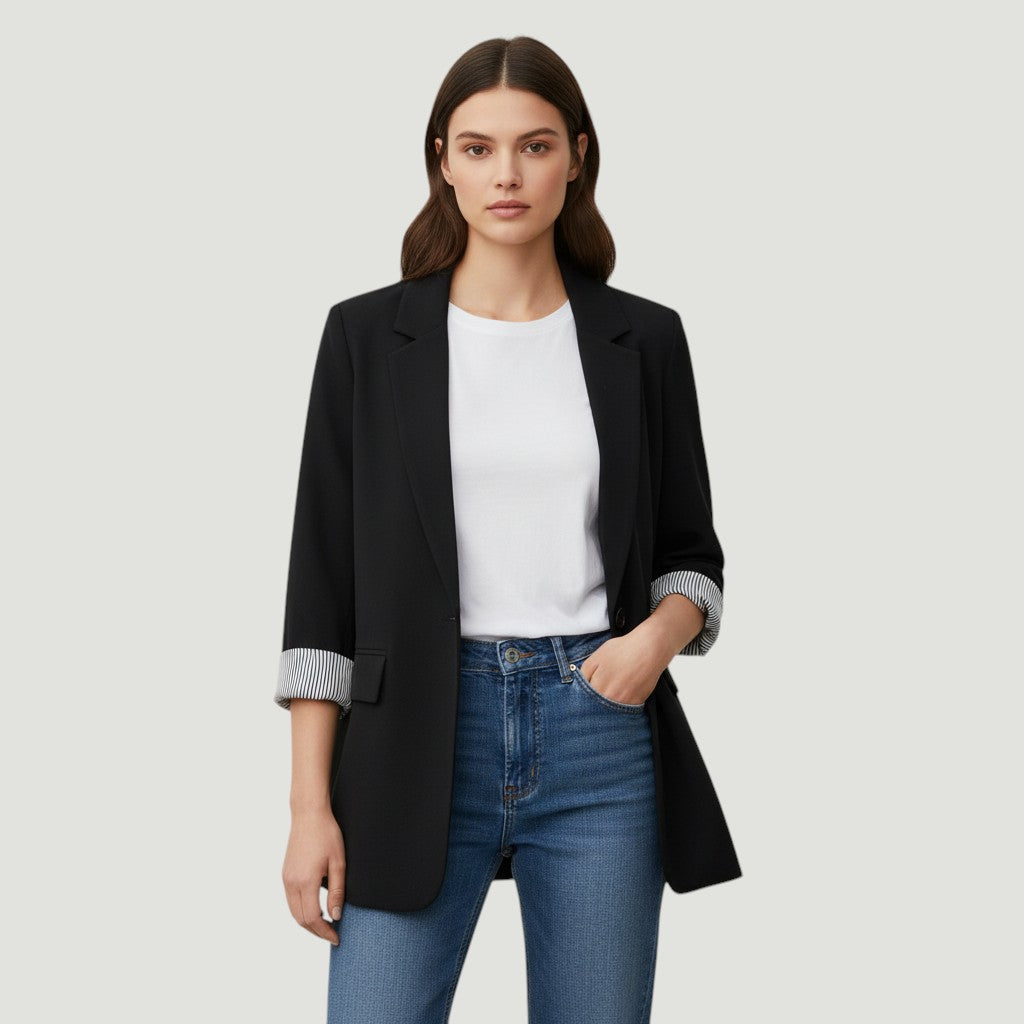 Women's Loose Casual One-Button Blazer Jacket-Vyana Collective