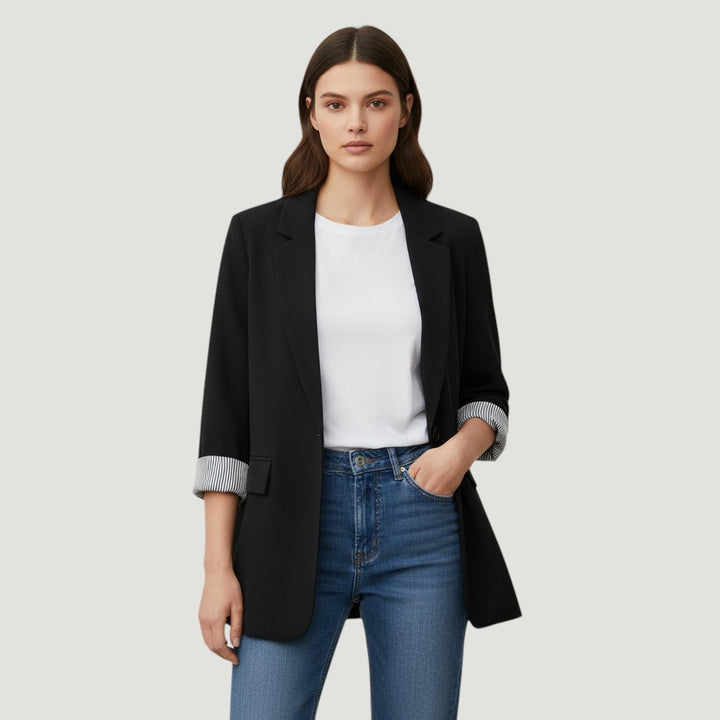 Women's Loose Casual One-Button Blazer Jacket-Vyana Collective