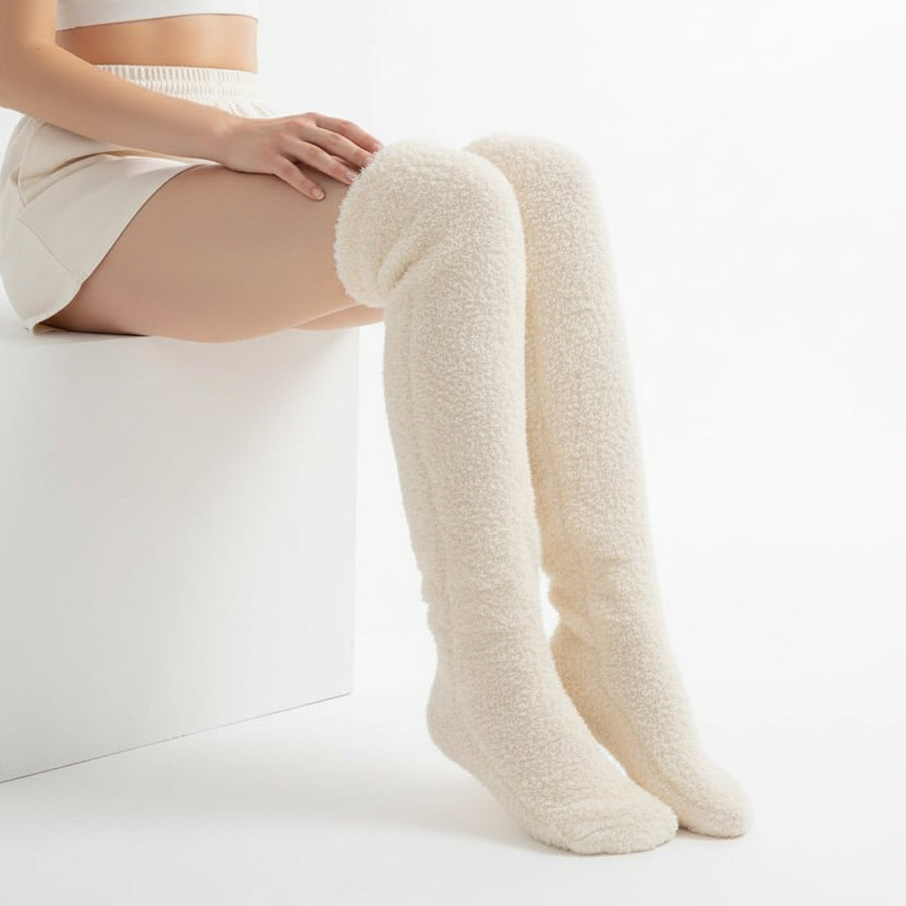 Women’s Over-Knee High Fuzzy Socks-Vyana Collective