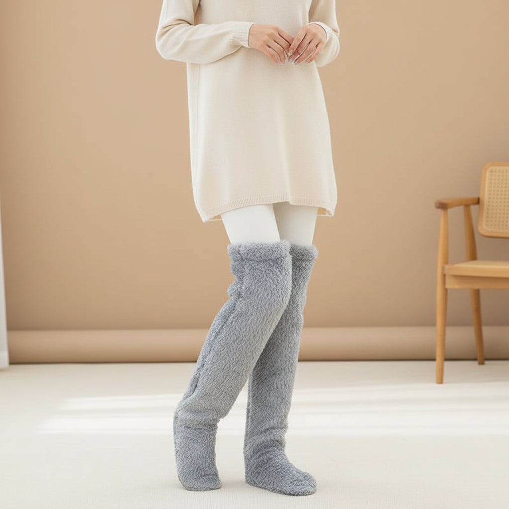 Women’s Over-Knee High Fuzzy Socks-Vyana Collective