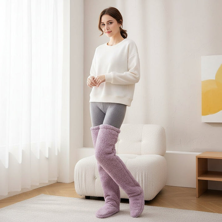 Women’s Over-Knee High Fuzzy Socks-Vyana Collective