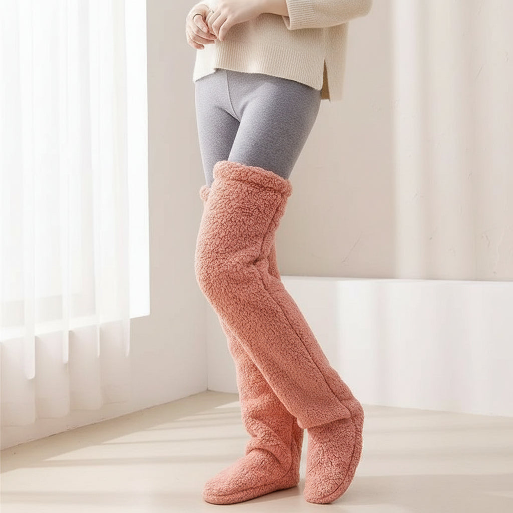 Women’s Over-Knee High Fuzzy Socks-Vyana Collective