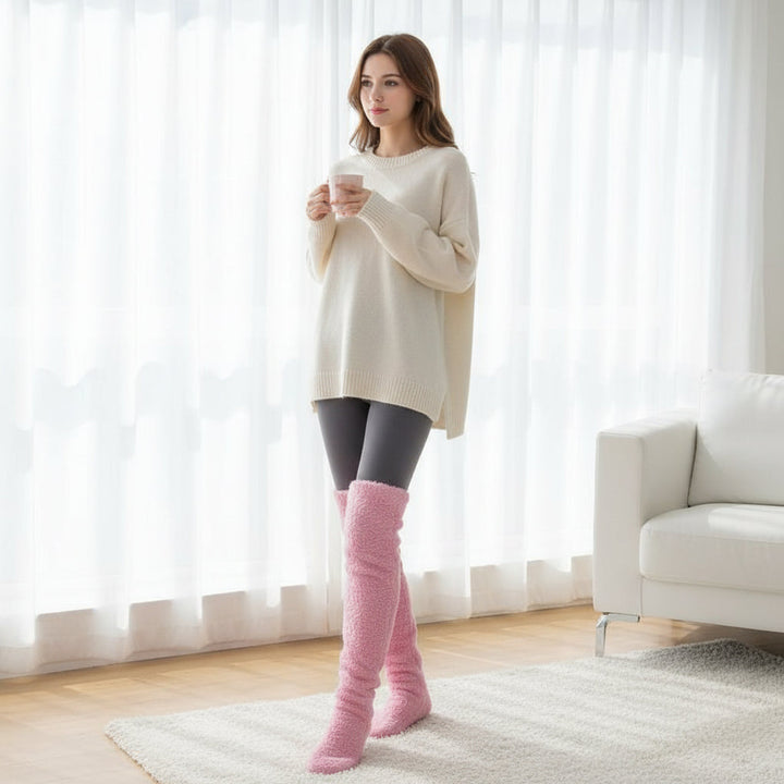 Women’s Over-Knee High Fuzzy Socks-Vyana Collective