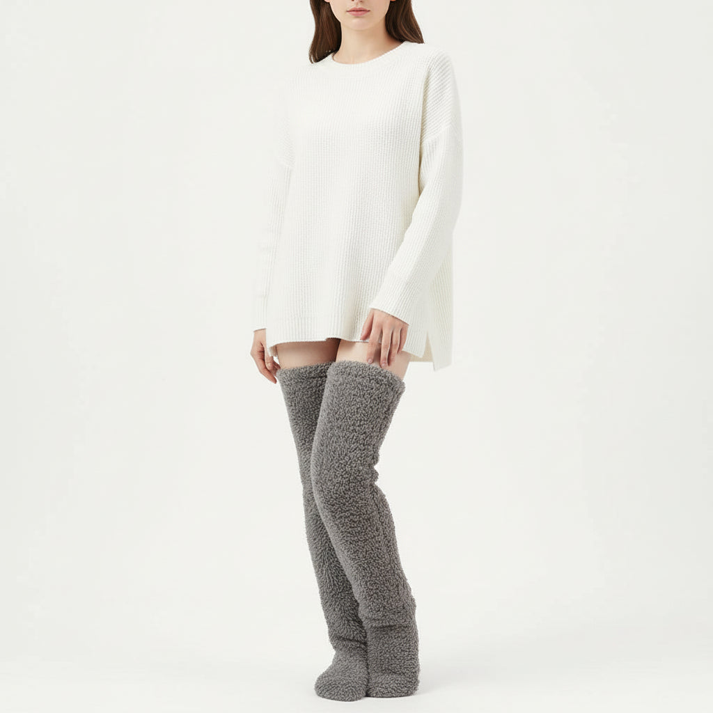Women’s Over-Knee High Fuzzy Socks-Vyana Collective