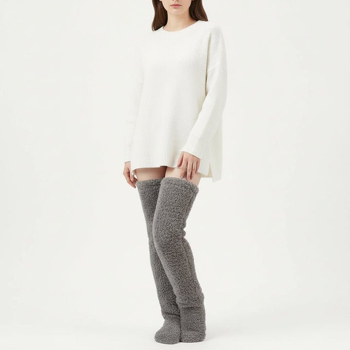 Women’s Over-Knee High Fuzzy Socks-Vyana Collective