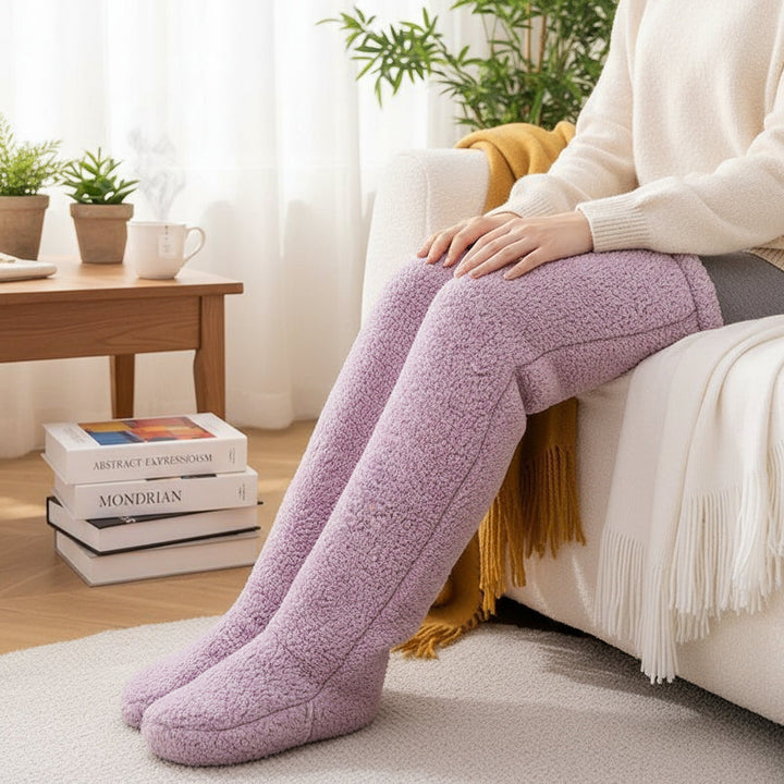 Women’s Over-Knee High Fuzzy Socks-Vyana Collective