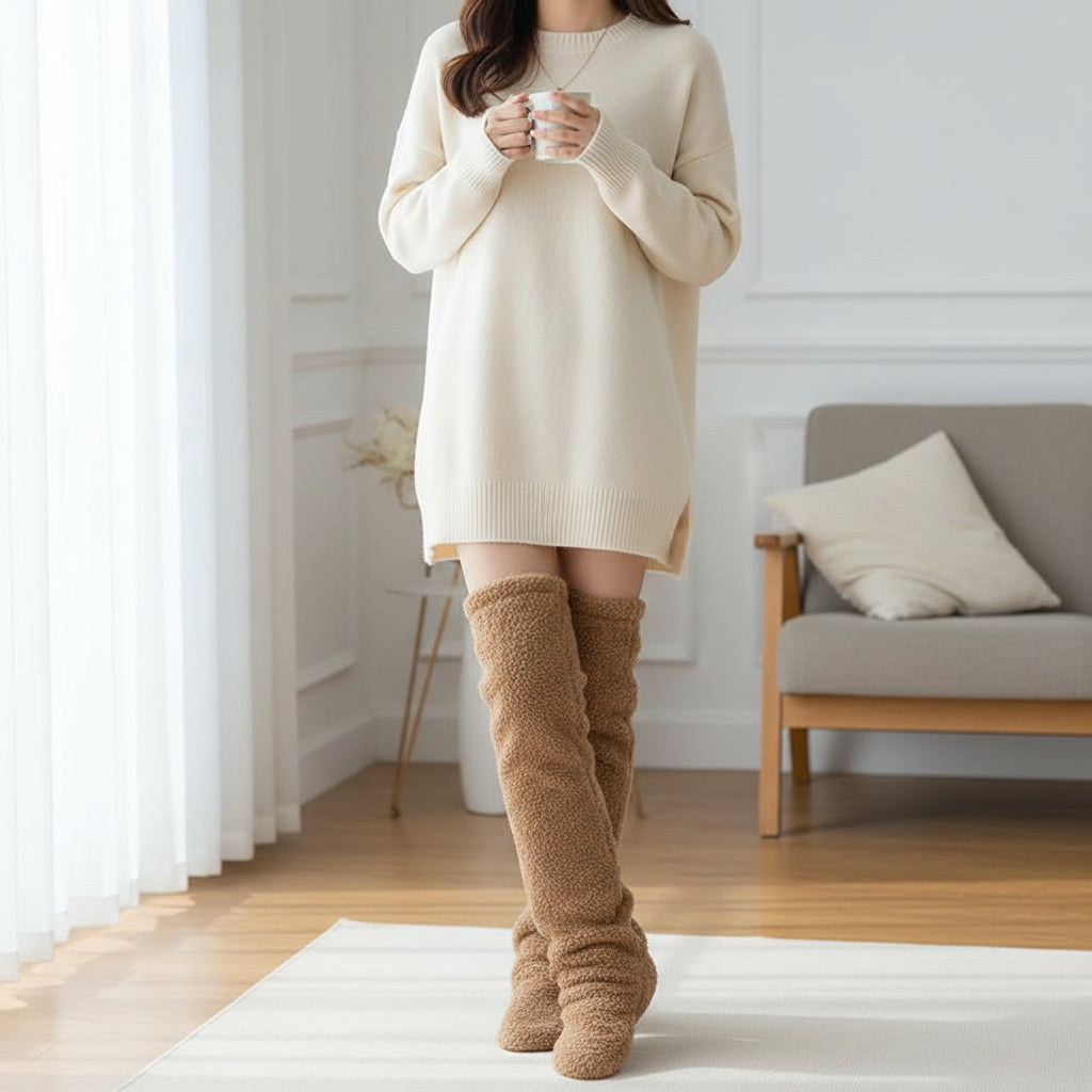 Women’s Over-Knee High Fuzzy Socks-Vyana Collective
