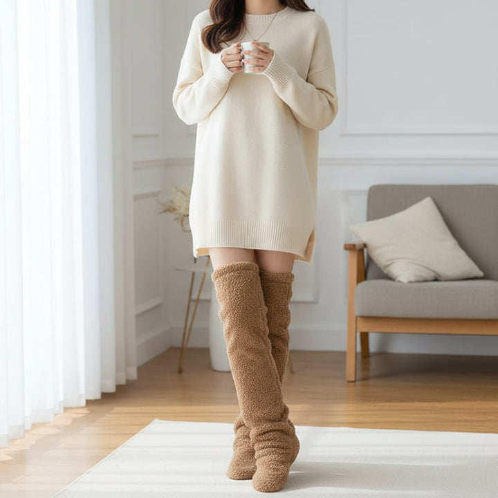 Women’s Over-Knee High Fuzzy Socks-Vyana Collective