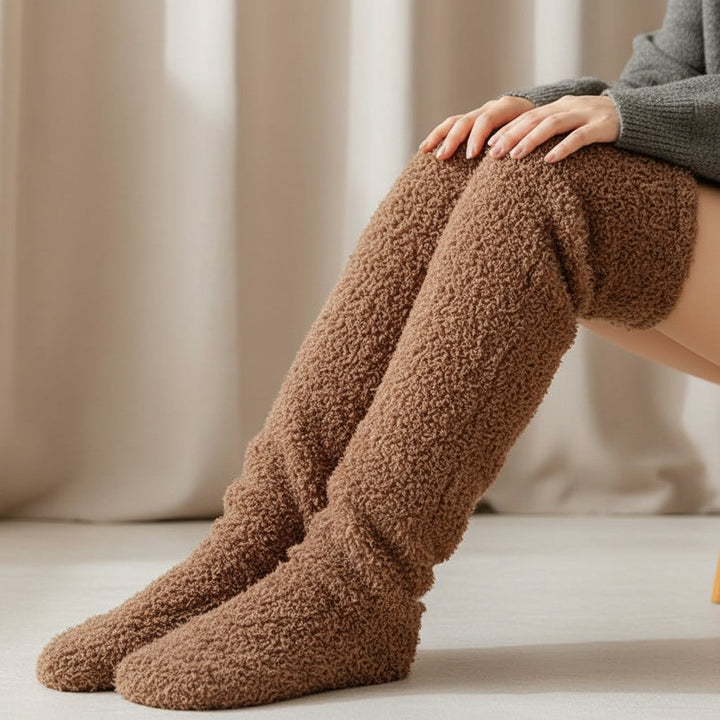 Women’s Over-Knee High Fuzzy Socks-Vyana Collective