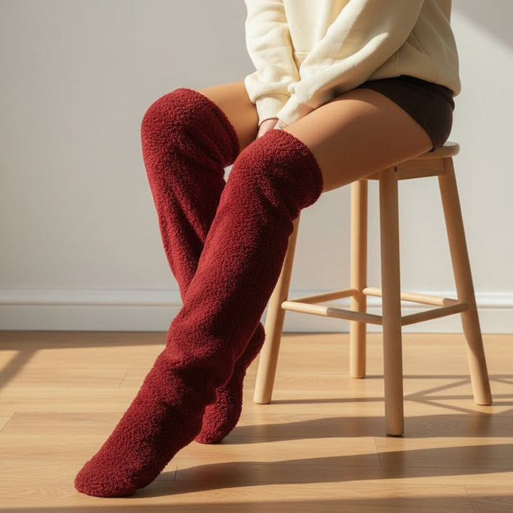 Women’s Over-Knee High Fuzzy Socks-Vyana Collective