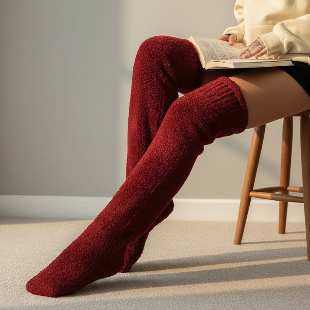 Women’s Over-Knee High Fuzzy Socks-Vyana Collective