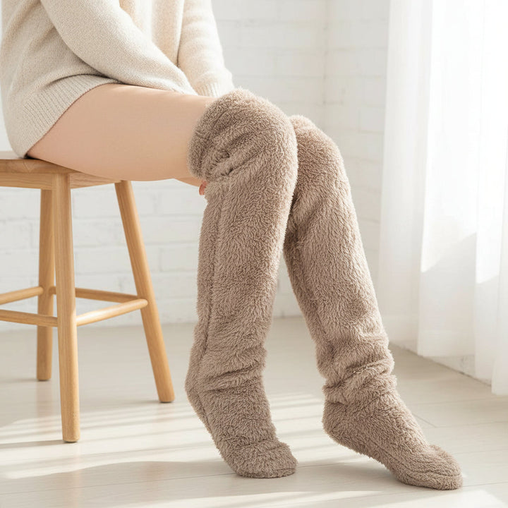 Women’s Over-Knee High Fuzzy Socks-Vyana Collective