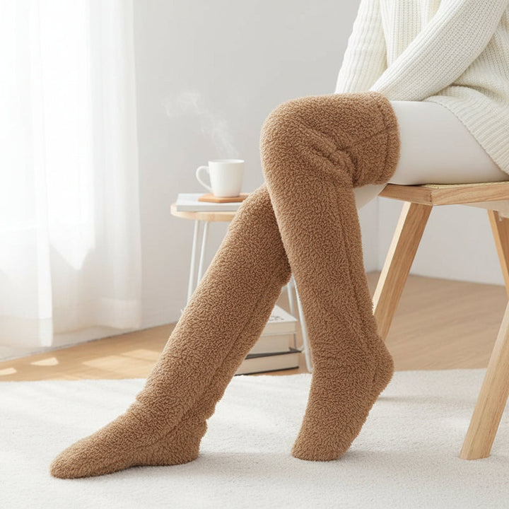 Women’s Over-Knee High Fuzzy Socks-Vyana Collective