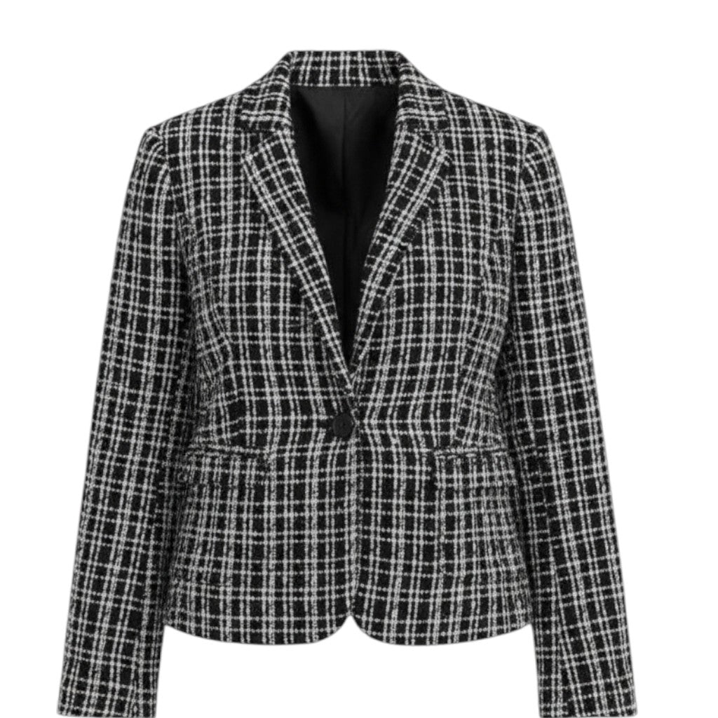 Women's Plaid Slim-Fit Jacquard Top-Vyana Collective