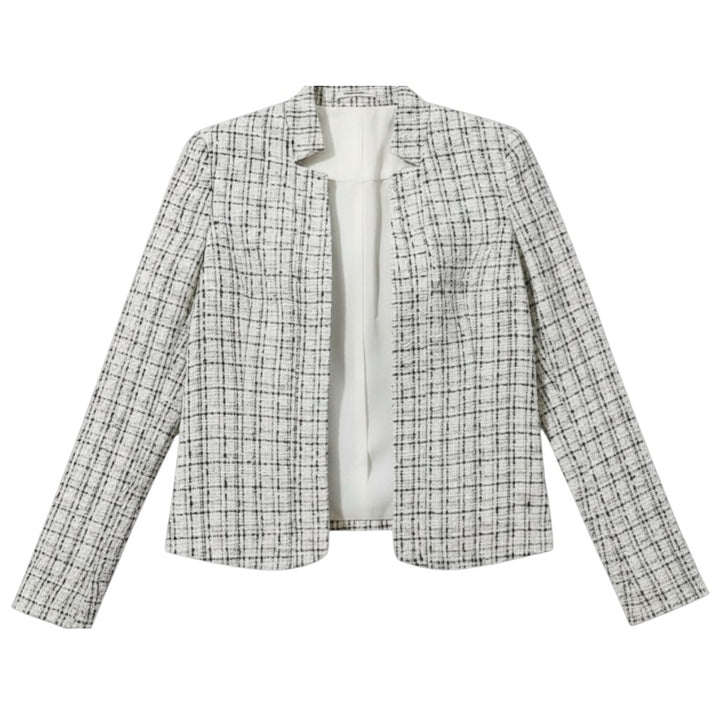 Women's Plaid Slim-Fit Jacquard Top-Vyana Collective