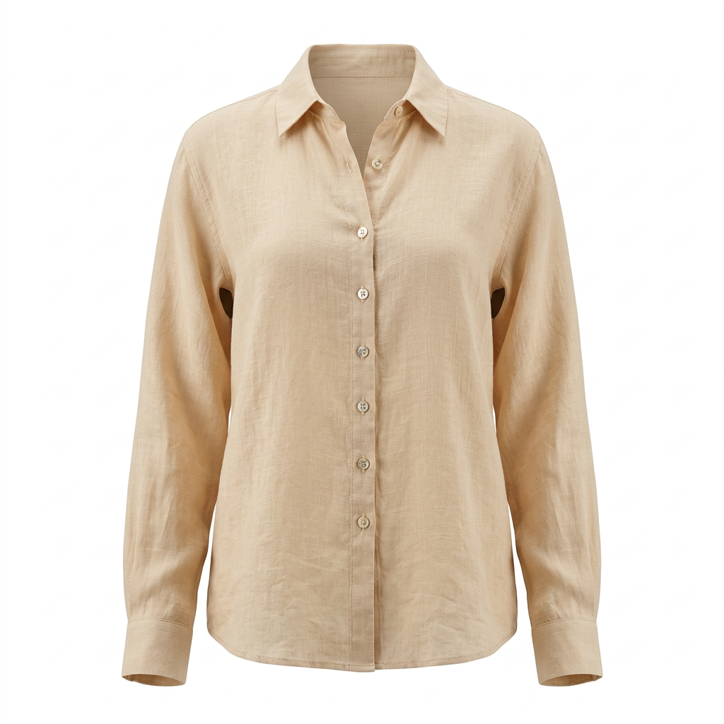 Women’s Pure Ramie V-Neck Relaxed Button-Down Blouse-Vyana Collective