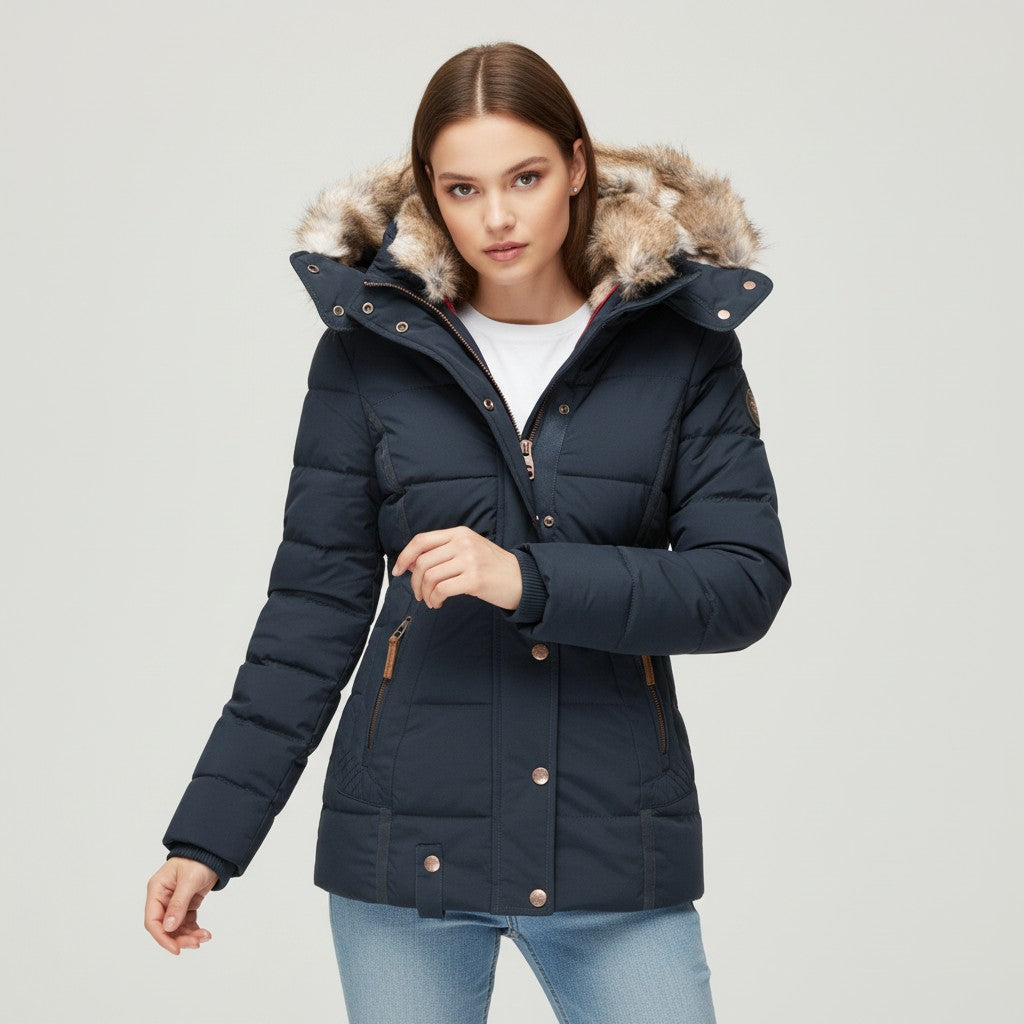 Women’s Quilted Cotton Puffer Jacket-Vyana Collective