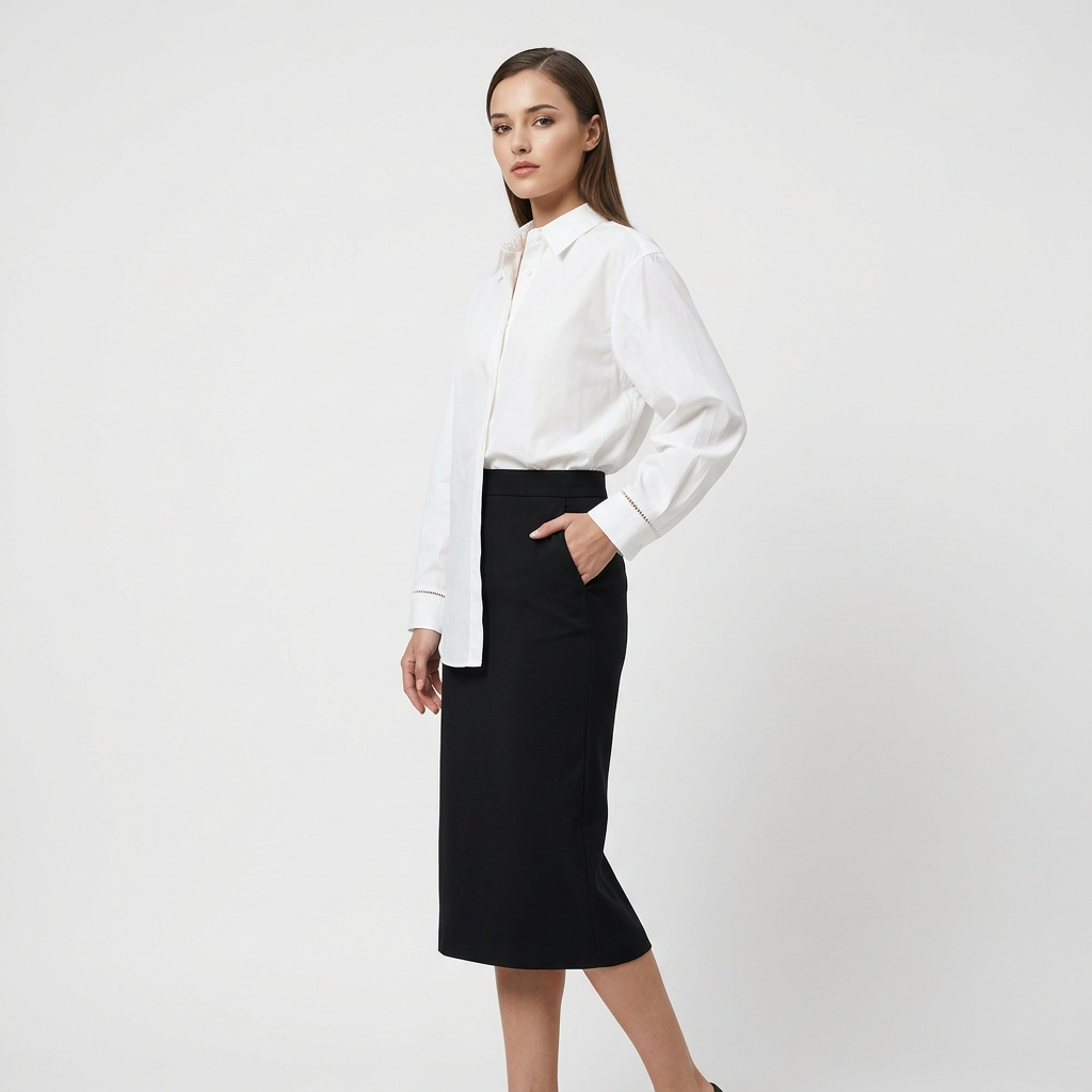 Women’s Relaxed Pure Cotton Button-Down Shirt with Ladder-Stitch Detail-Vyana Collective
