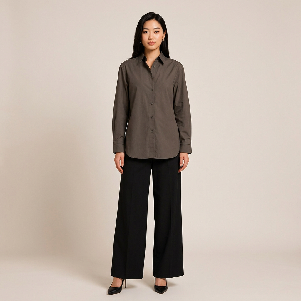Women’s Relaxed Pure Cotton Button-Down Shirt with Ladder-Stitch Detail-Vyana Collective