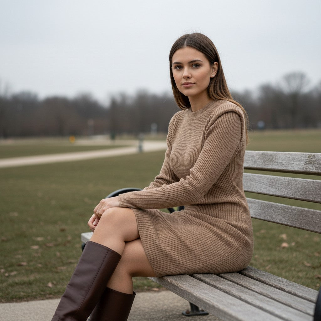 Women’s Short-Sleeve Bodycon Dress for Fall-Vyana Collective