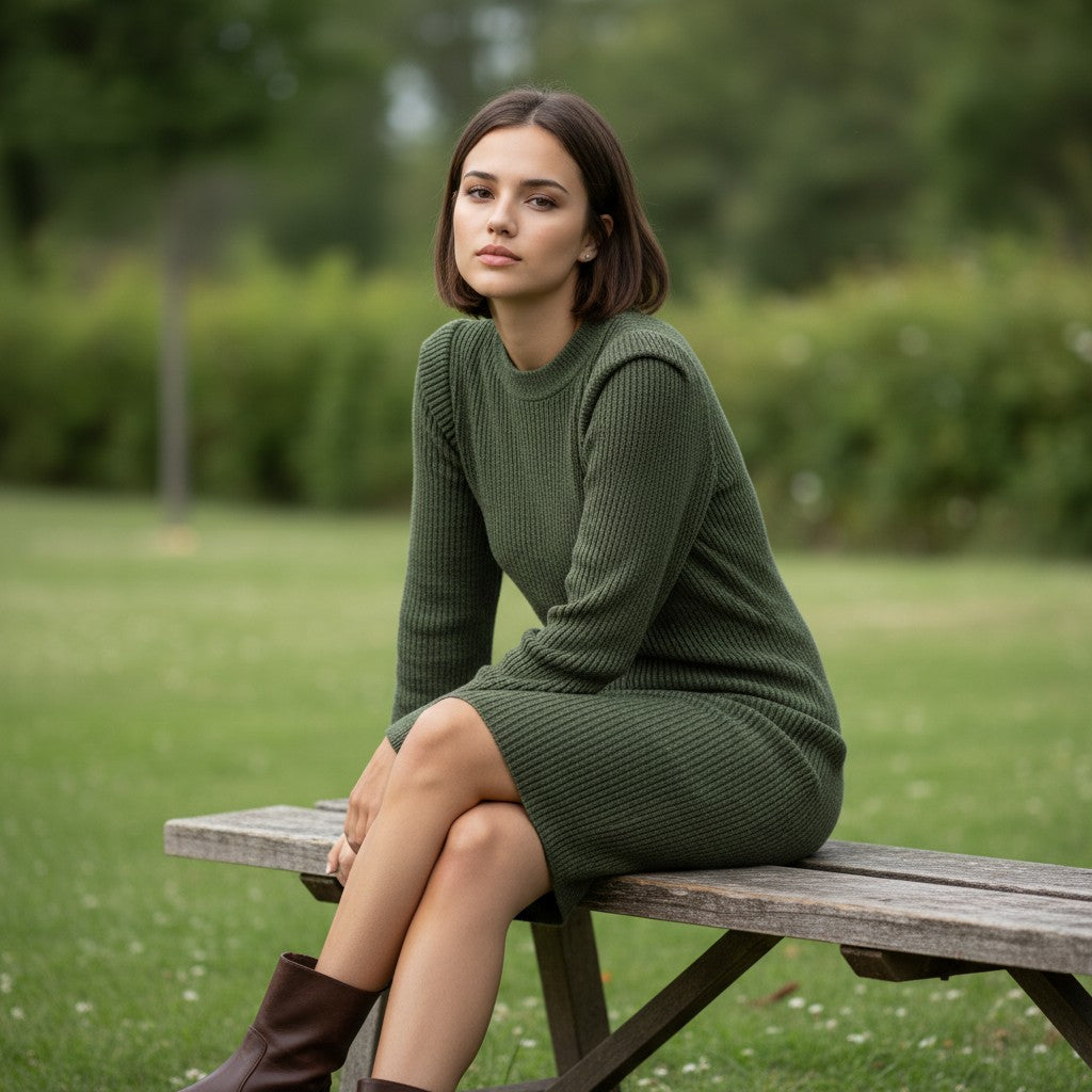 Women’s Short-Sleeve Bodycon Dress for Fall-Vyana Collective