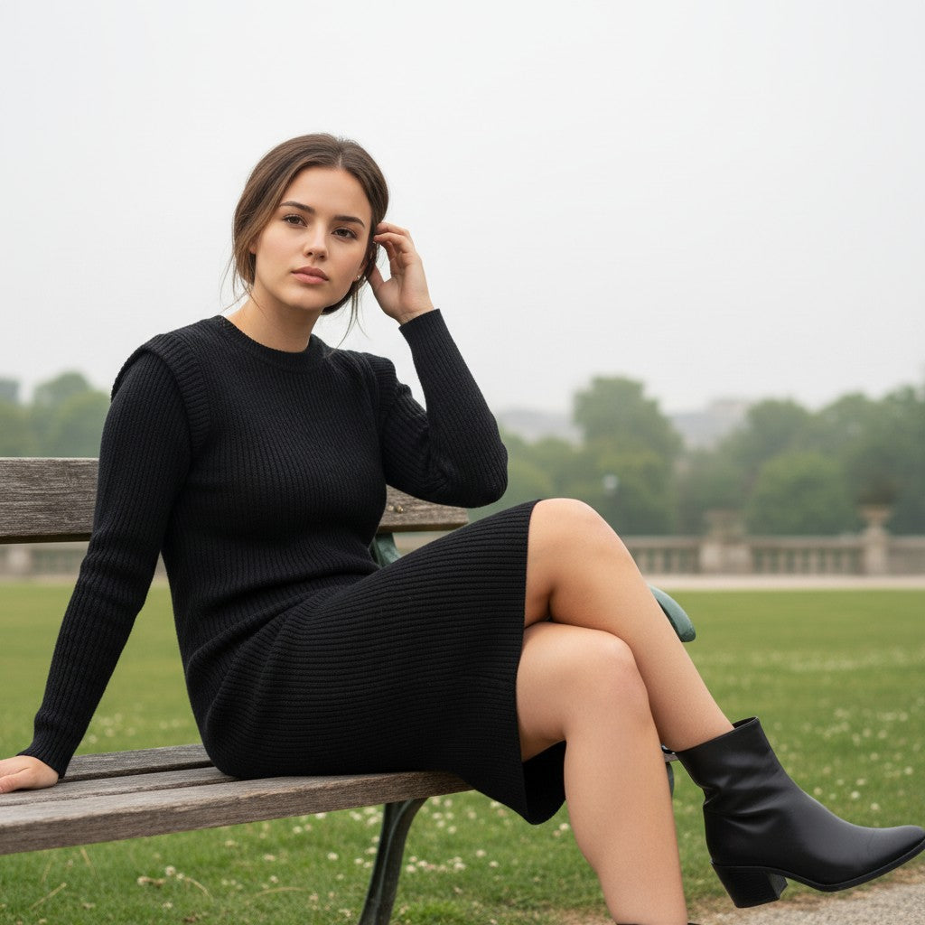 Women’s Short-Sleeve Bodycon Dress for Fall-Vyana Collective
