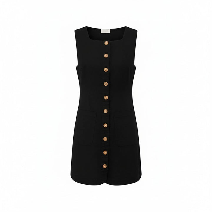 Women's Sleeveless Button Front Dress-Vyana Collective