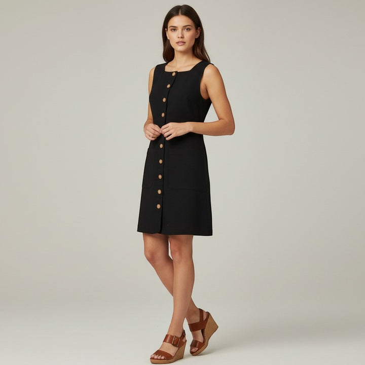 Women's Sleeveless Button Front Dress-Vyana Collective