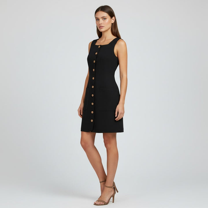 Women's Sleeveless Button Front Dress-Vyana Collective