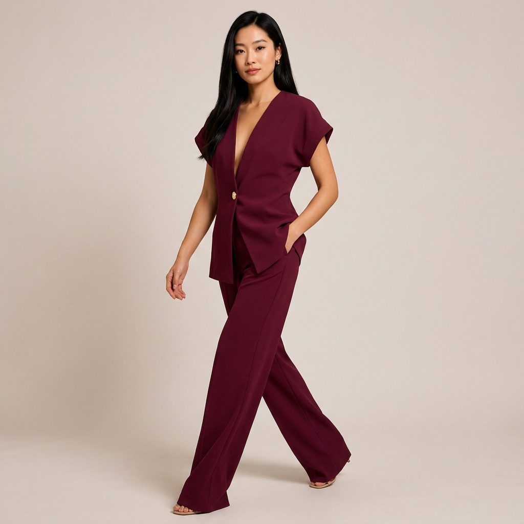 Women's Sleeveless Tailored Top and Wide-Leg Trouser Set-Vyana Collective