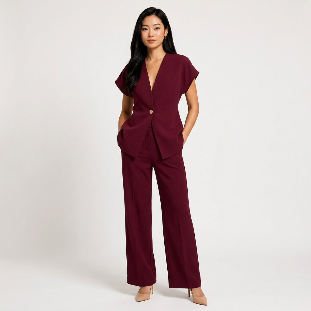 Women's Sleeveless Tailored Top and Wide-Leg Trouser Set-Vyana Collective