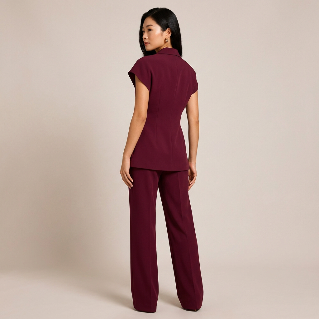 Women's Sleeveless Tailored Top and Wide-Leg Trouser Set-Vyana Collective