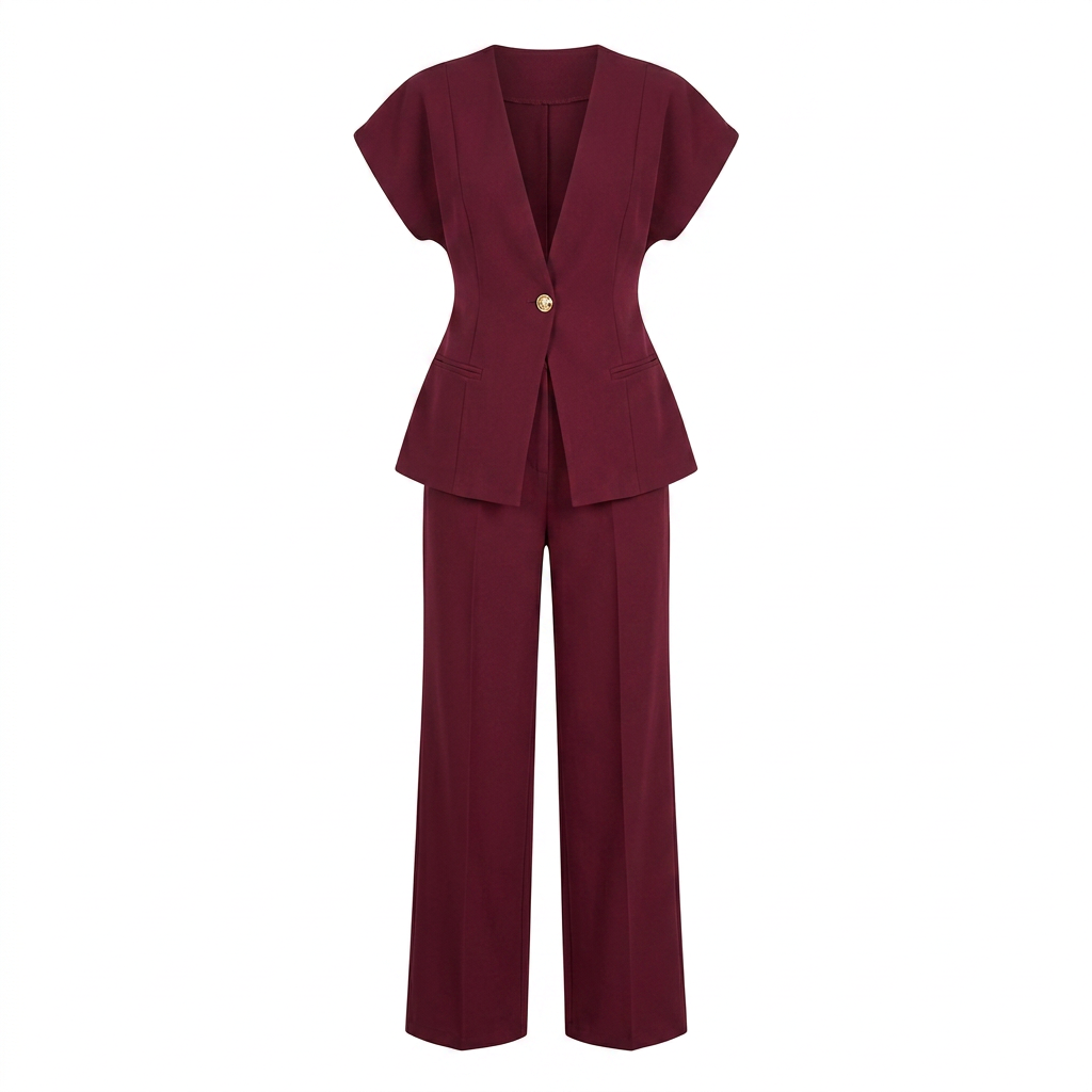 Women's Sleeveless Tailored Top and Wide-Leg Trouser Set-Vyana Collective