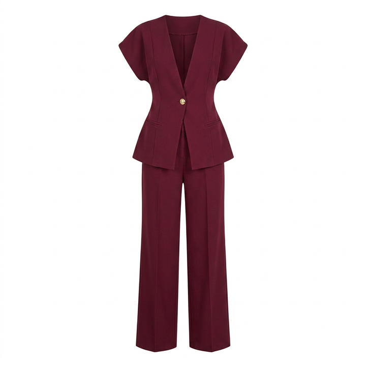 Women's Sleeveless Tailored Top and Wide-Leg Trouser Set-Vyana Collective