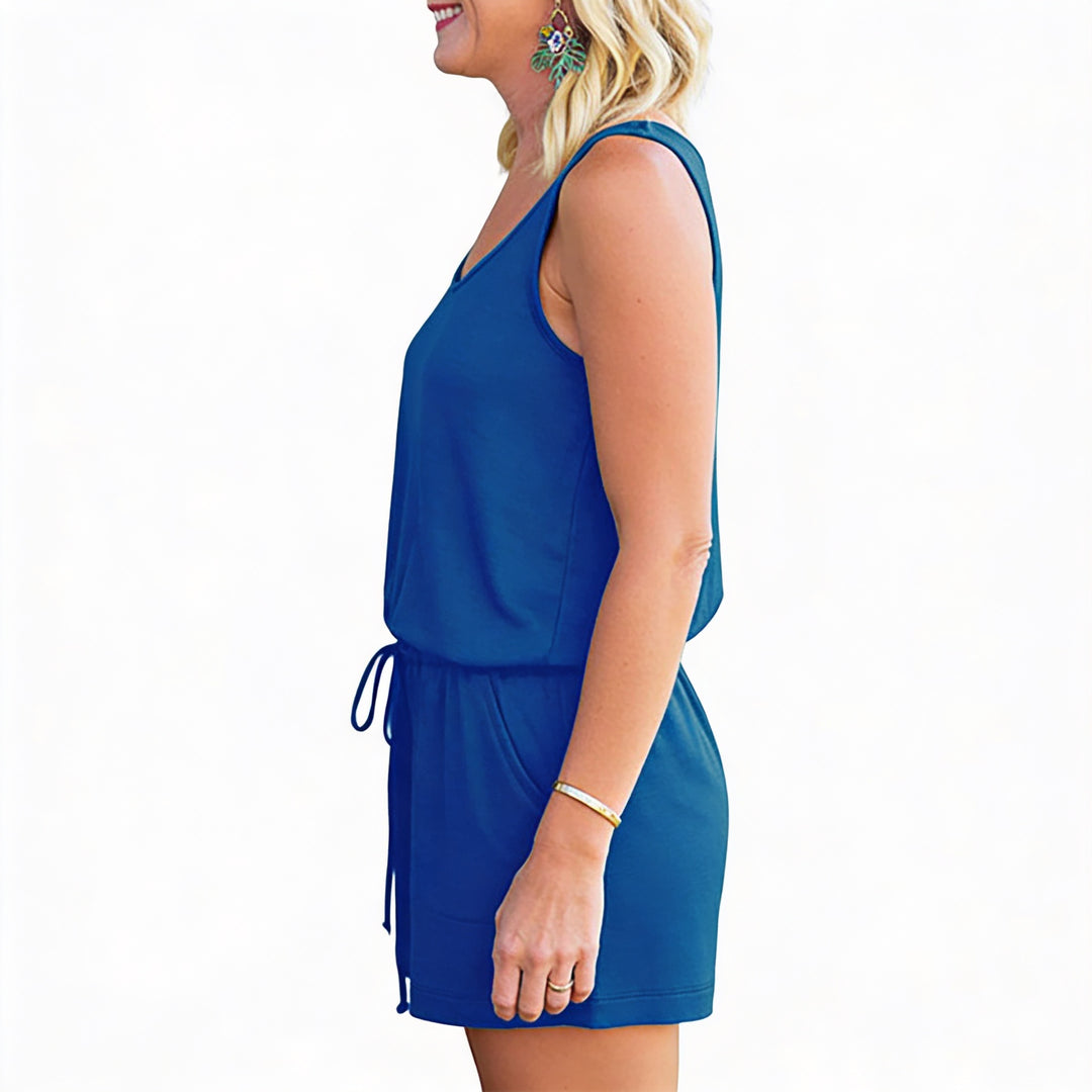 Women’s Sleeveless Tank Top and Drawstring Shorts One Piece Romper-Vyana Collective