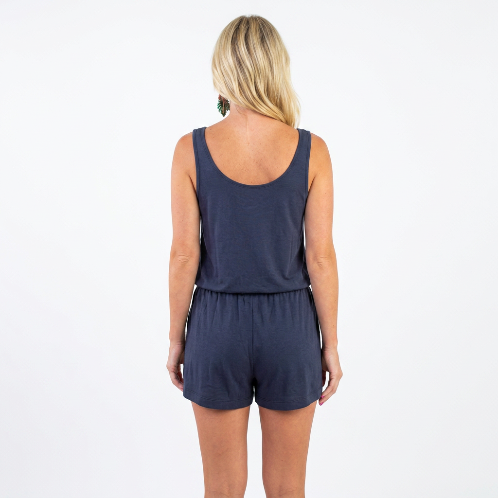 Women’s Sleeveless Tank Top and Drawstring Shorts One Piece Romper-Vyana Collective