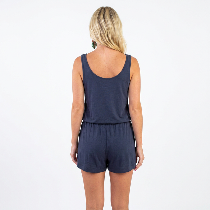 Women’s Sleeveless Tank Top and Drawstring Shorts One Piece Romper-Vyana Collective