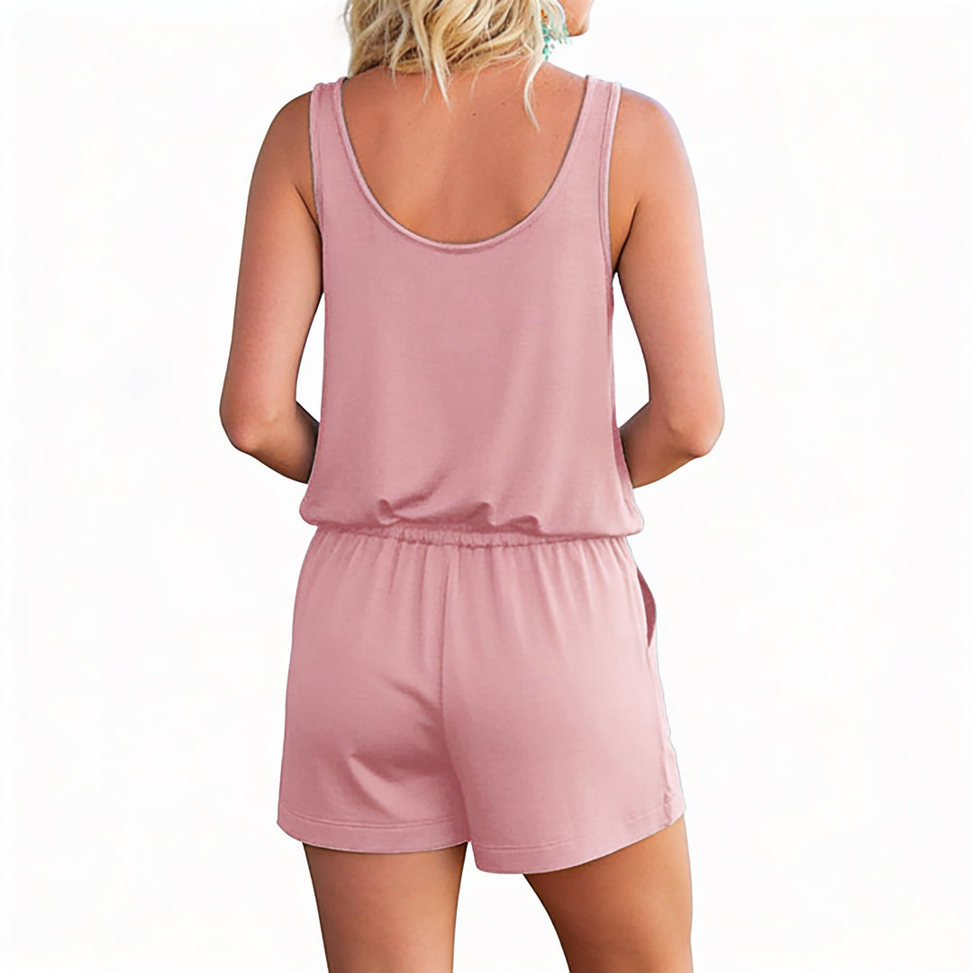 Women’s Sleeveless Tank Top and Drawstring Shorts One Piece Romper-Vyana Collective