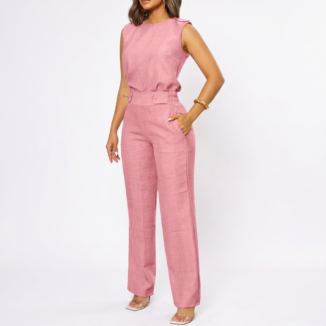 Women’s Sleeveless Top and Wide Leg Pants Two Piece Set with High Waist Fit-Vyana Collective