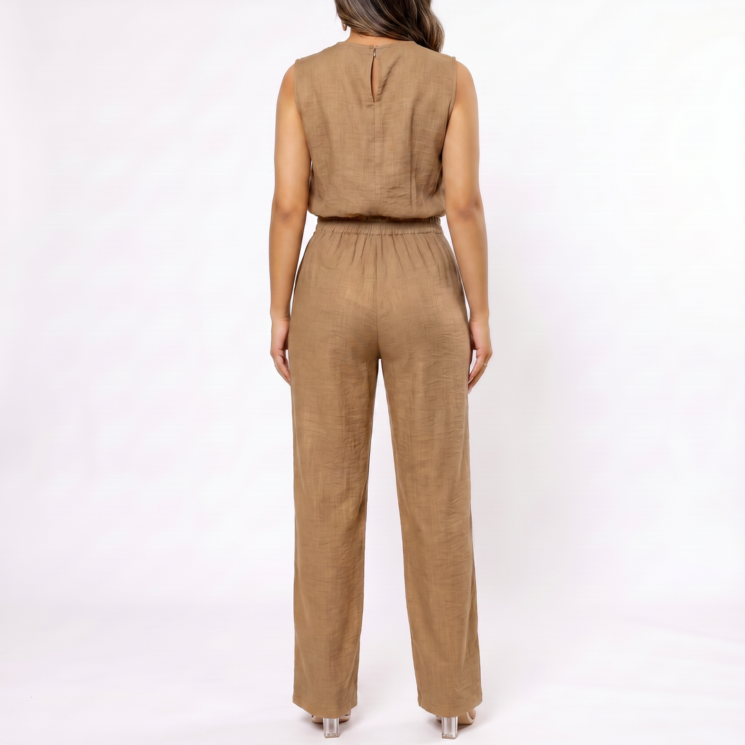 Women’s Sleeveless Top and Wide Leg Pants Two Piece Set with High Waist Fit-Vyana Collective