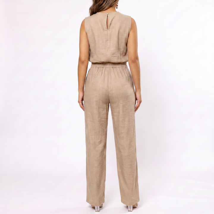Women’s Sleeveless Top and Wide Leg Pants Two Piece Set with High Waist Fit-Vyana Collective