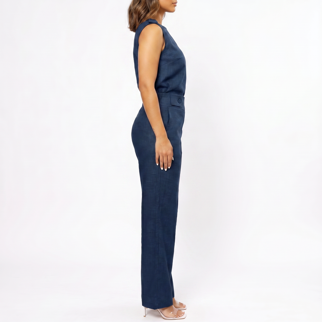 Women’s Sleeveless Top and Wide Leg Pants Two Piece Set with High Waist Fit-Vyana Collective